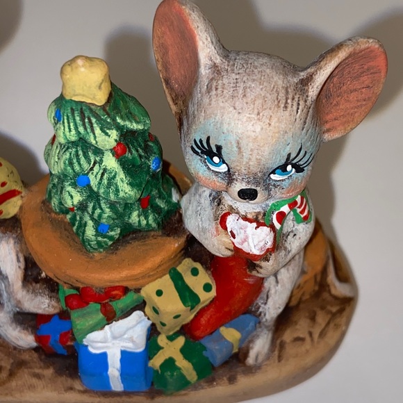 MCM Vintage Mouse  Mice Couple at Christmas Holiday Figurine hand painted - Picture 14 of 16